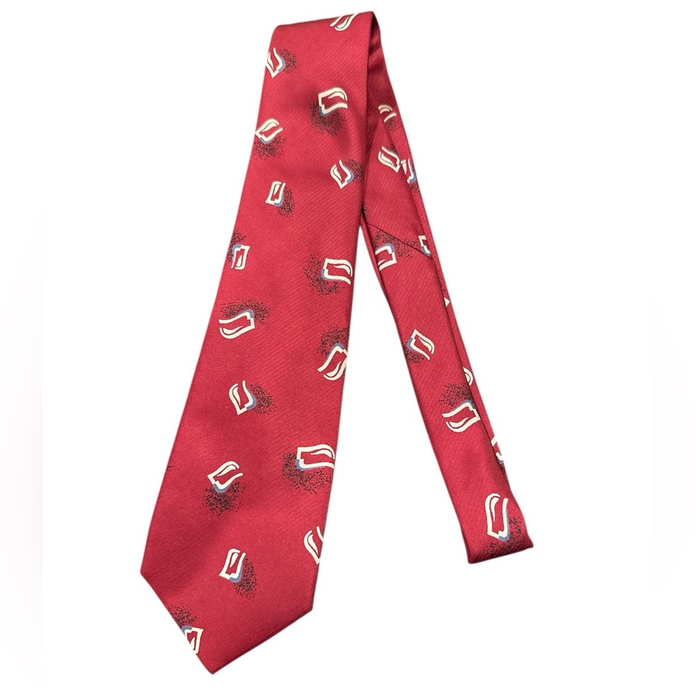 Givenchy Monsieur Silk Red White Vintage Patterned Print Tie
